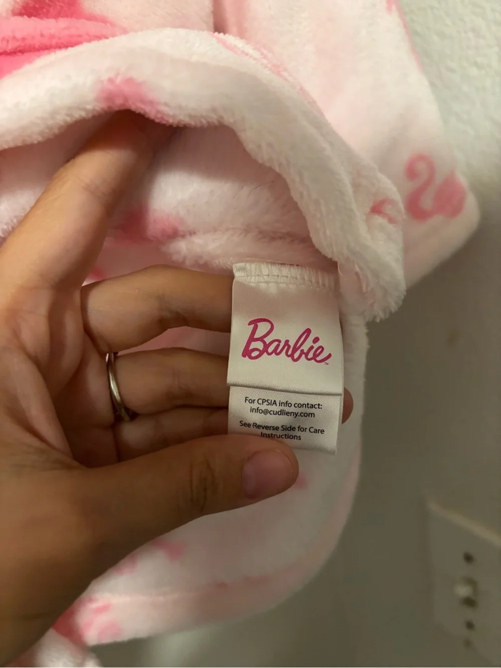 Barbie Plush Pink Hooded Kids Robe with Belt